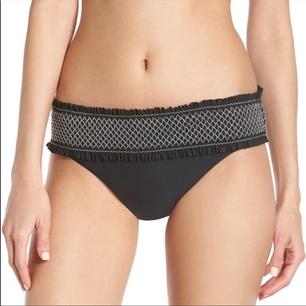 Chelsea28 Black Smocked Hipster Bikini Bottom